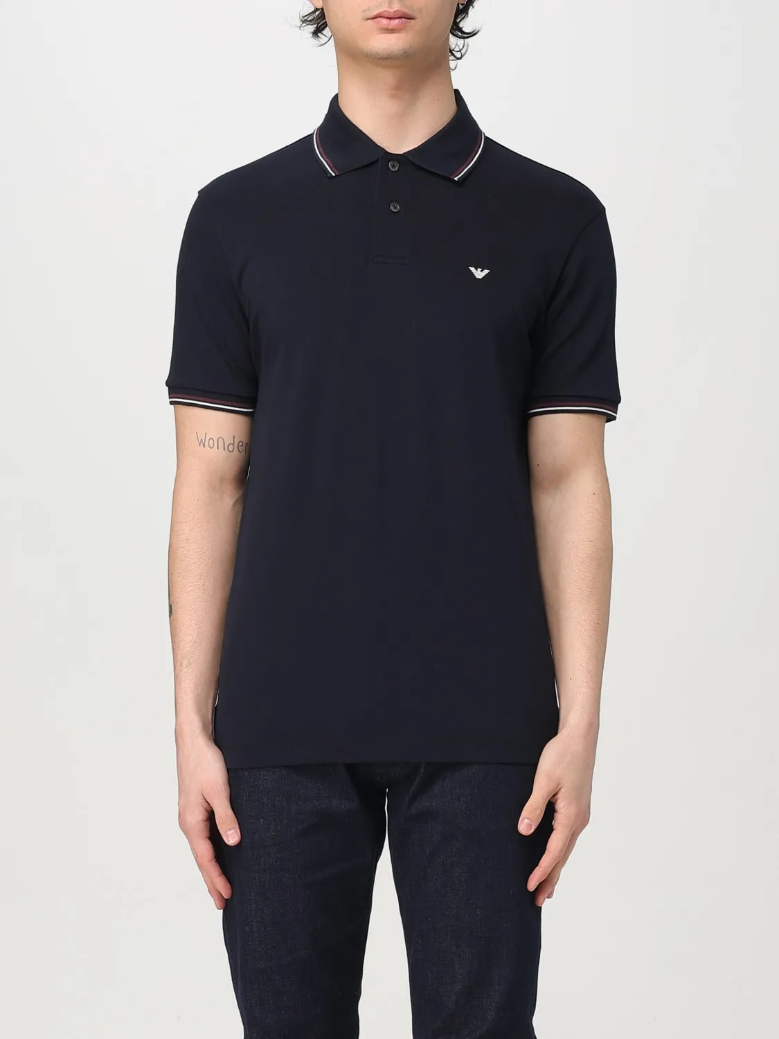 Polo in cotone con mini logo Emporio Armani