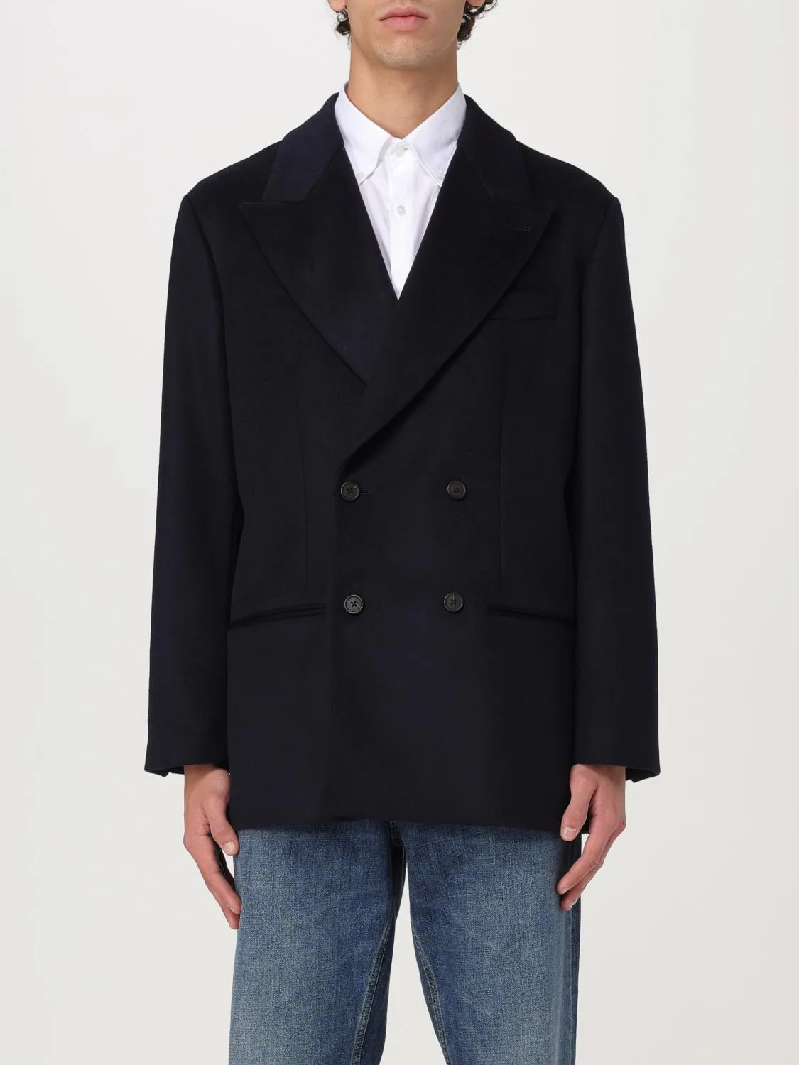 Blazer doppiopetto Emporio Armani in lana vergine e cashmere