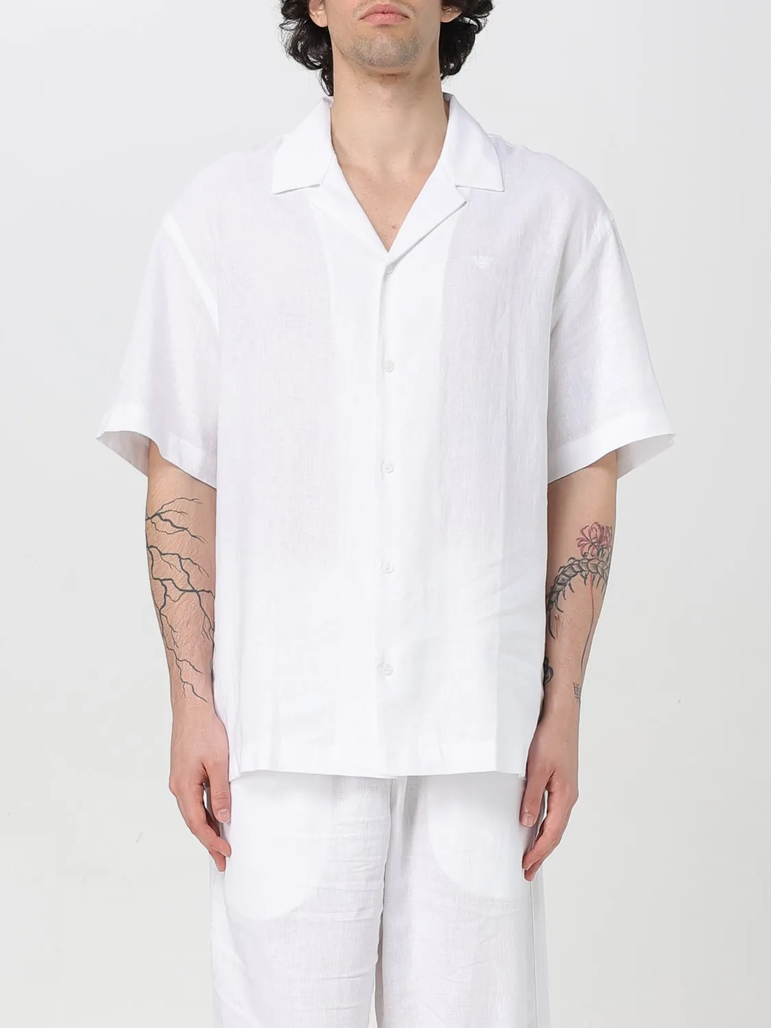 Camicia Emporio Armani Swimwear in misto lino