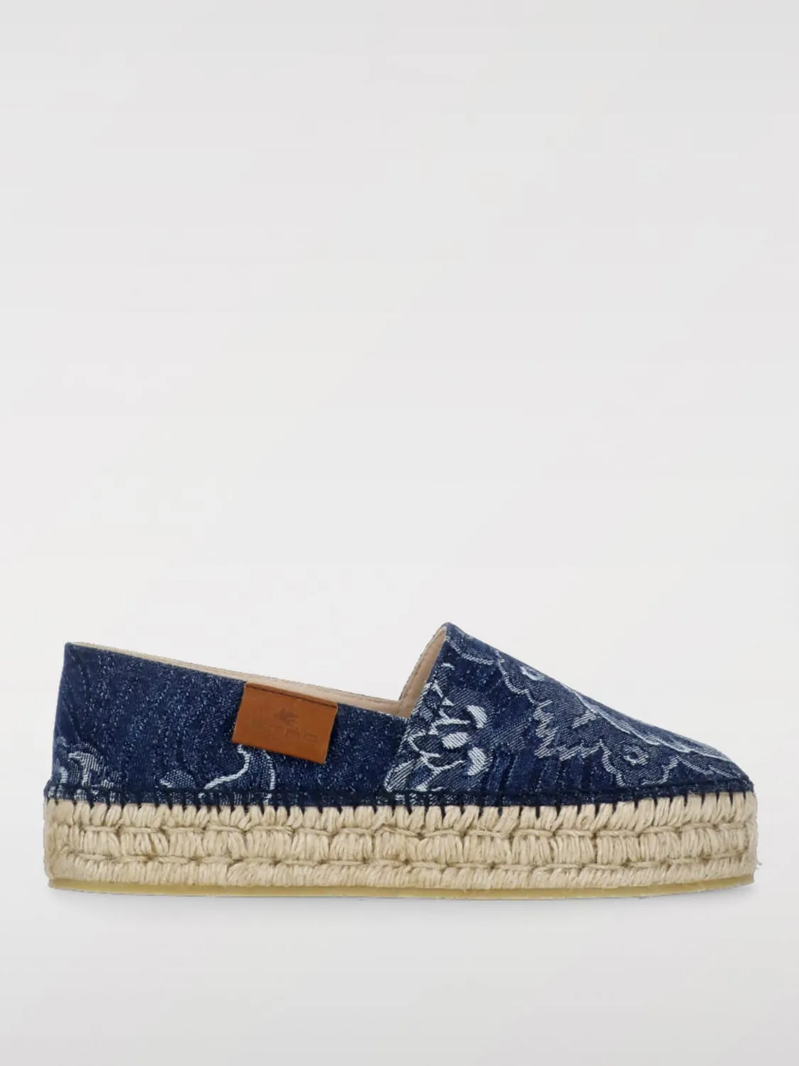 Espadrillas Etro in denim di cotone con motivo floreale jacquard