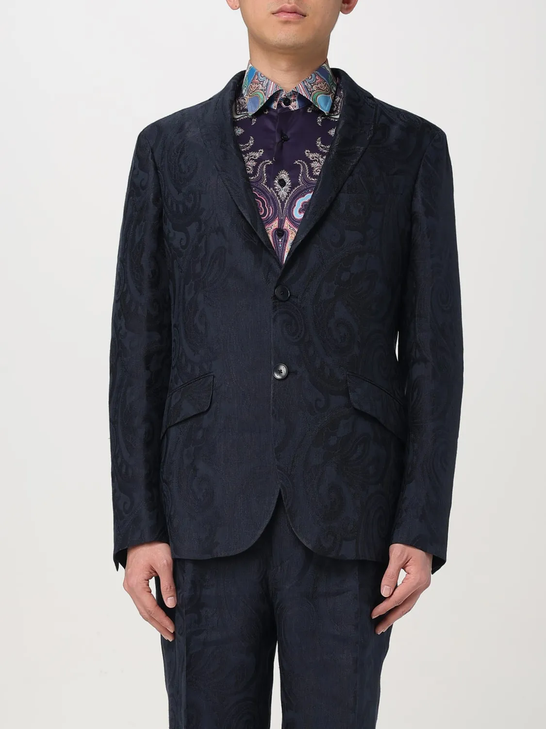 Blazer Etro in misto lino con stampa Paisley