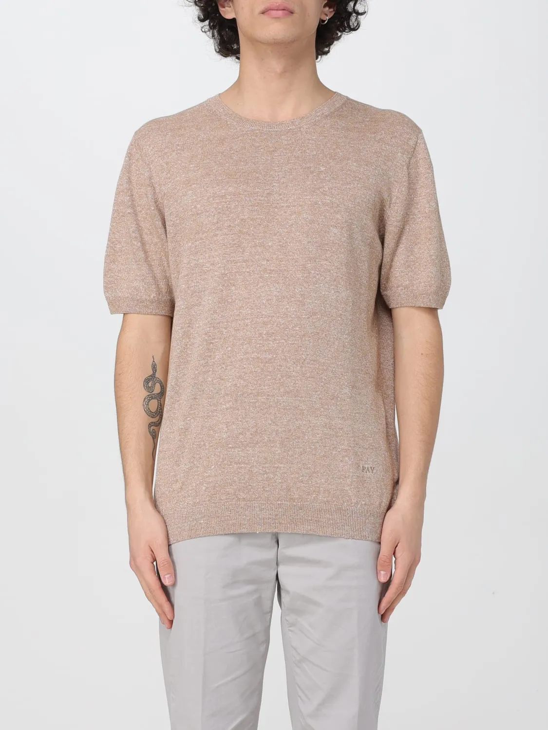 T-shirt a girocollo Fay in lino e cotone