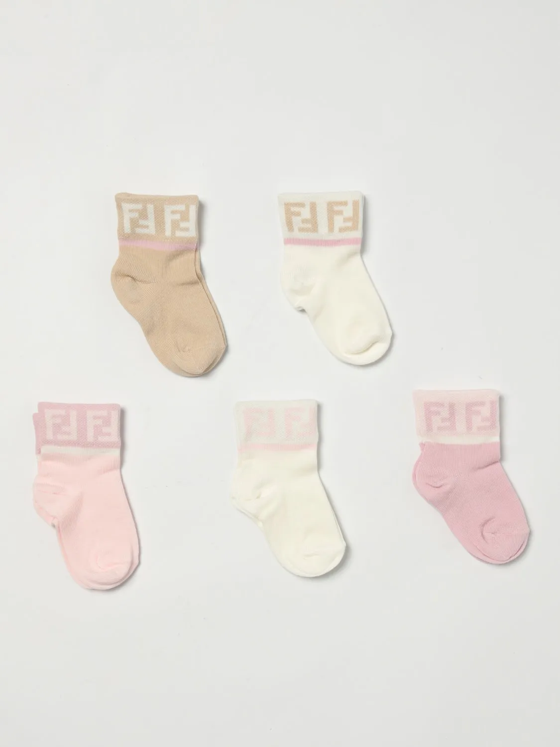 Set 5 paia di calze Fendi in cotone con monogram FF jacquard