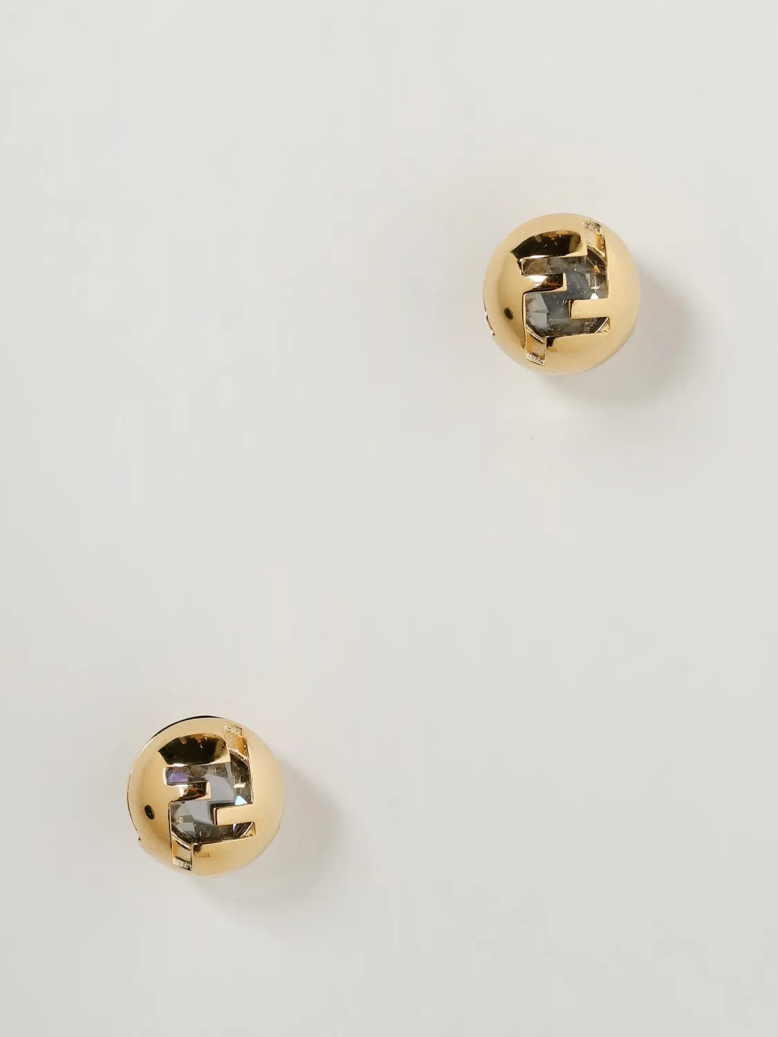 Orecchini logo perle Fendi in ottone con strass incastonati