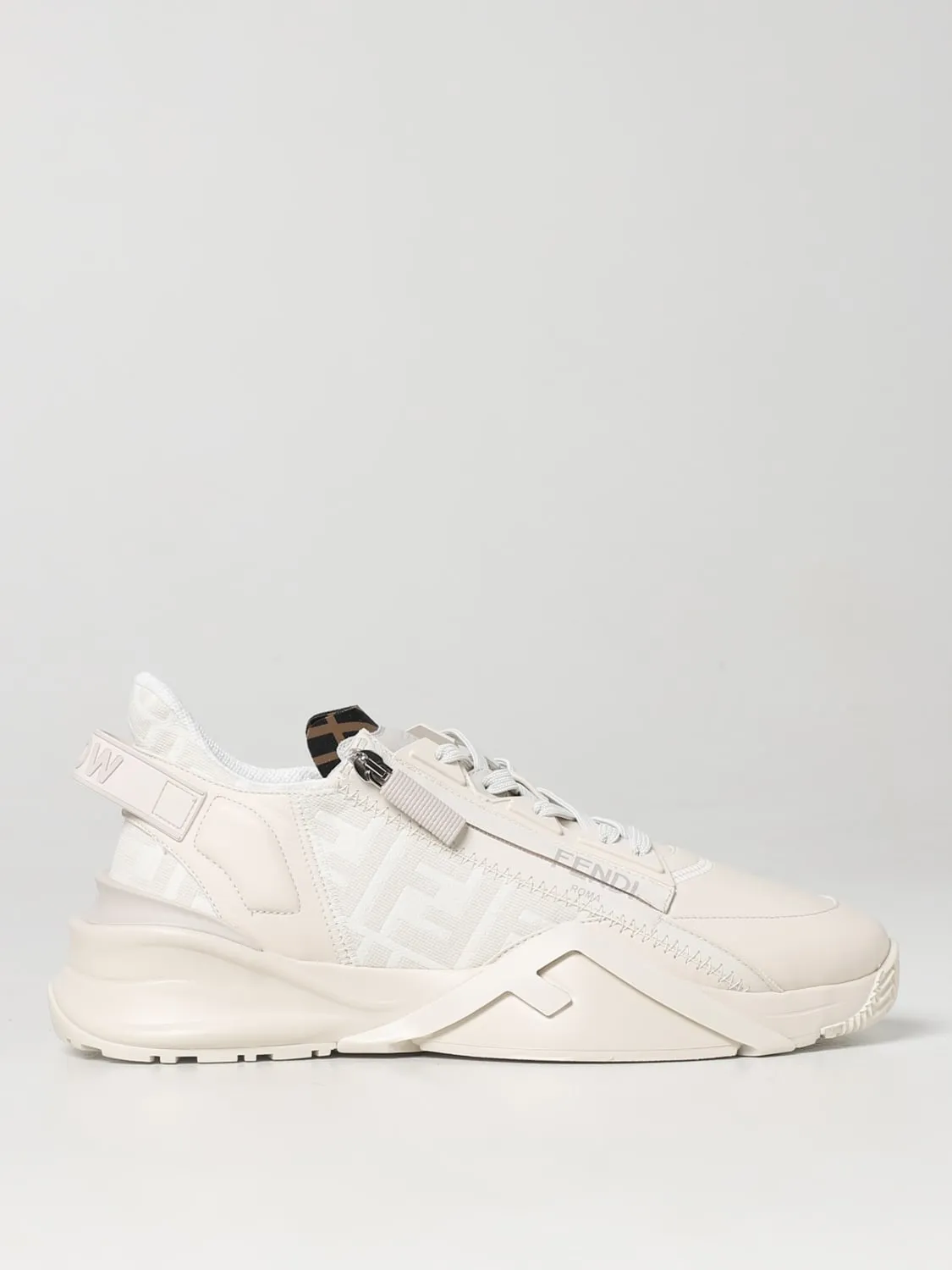 Sneakers Flow Fendi in pelle e lana vergine jacquard