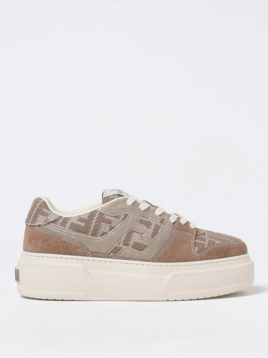 Sneakers Match Fendi in camoscio e misto cotone con FF jacquard