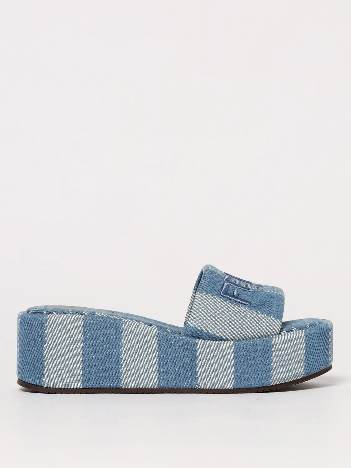 Sandalo Sunshine Fendi in canvas a righe jacquard