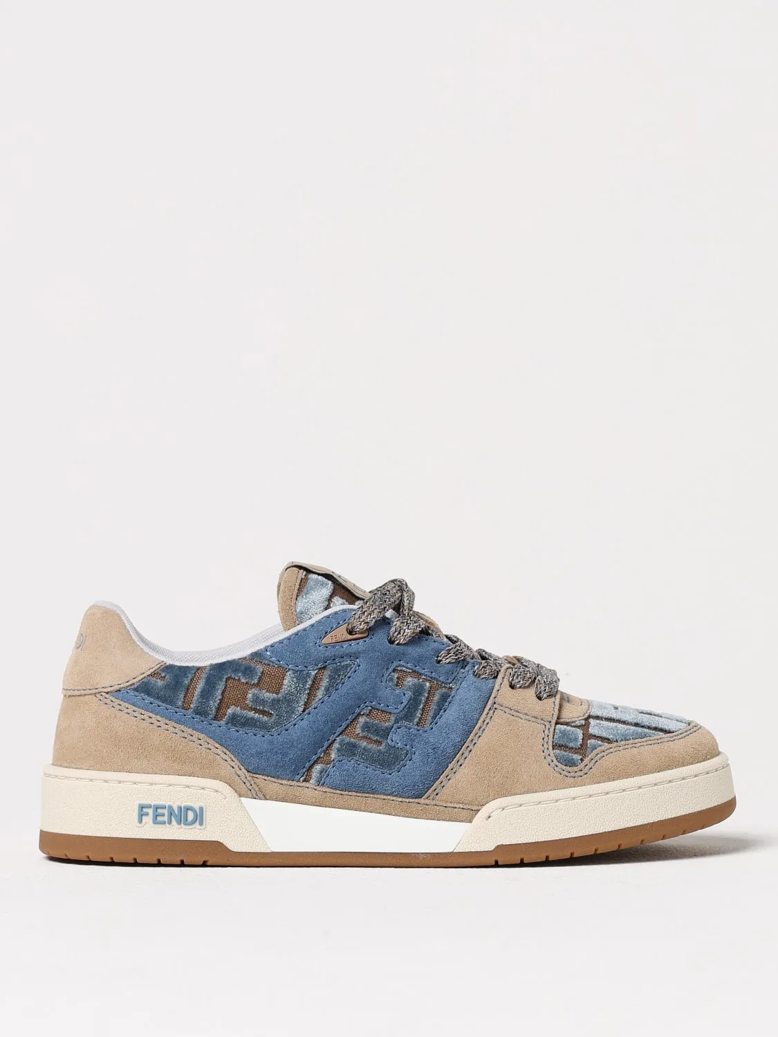 Sneakers Match Fendi in camoscio con monogram FF floccato