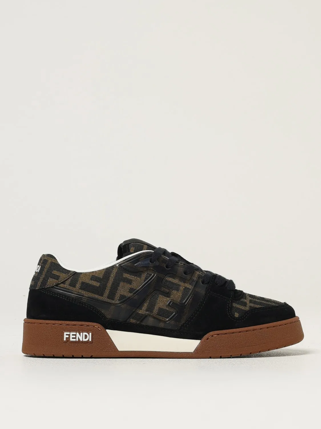 Sneakers Match Fendi in canvas jacquard e camoscio