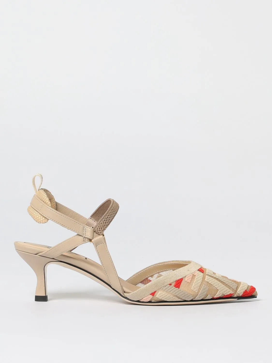 Slingback Colibrì Lite Fendi in nylon e pelle con monogram ricamato