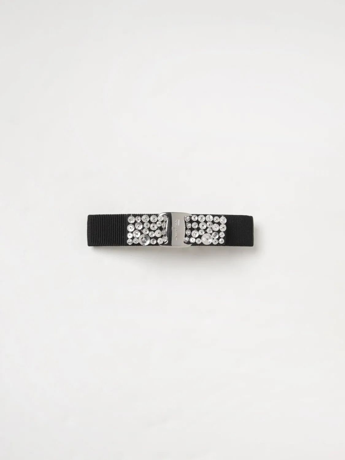 Fermaglio Vara Ferragamo in gros-grain con cristalli