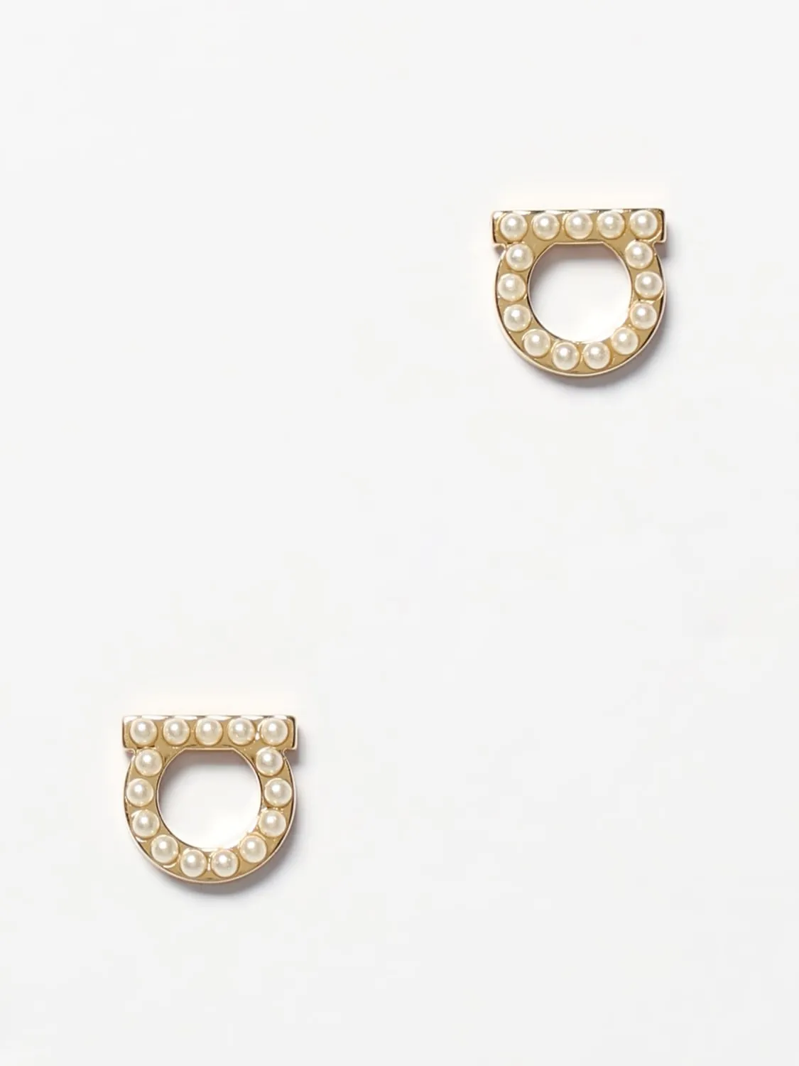 Orecchini Gancini Ferragamo in ottone con perle sintetiche
