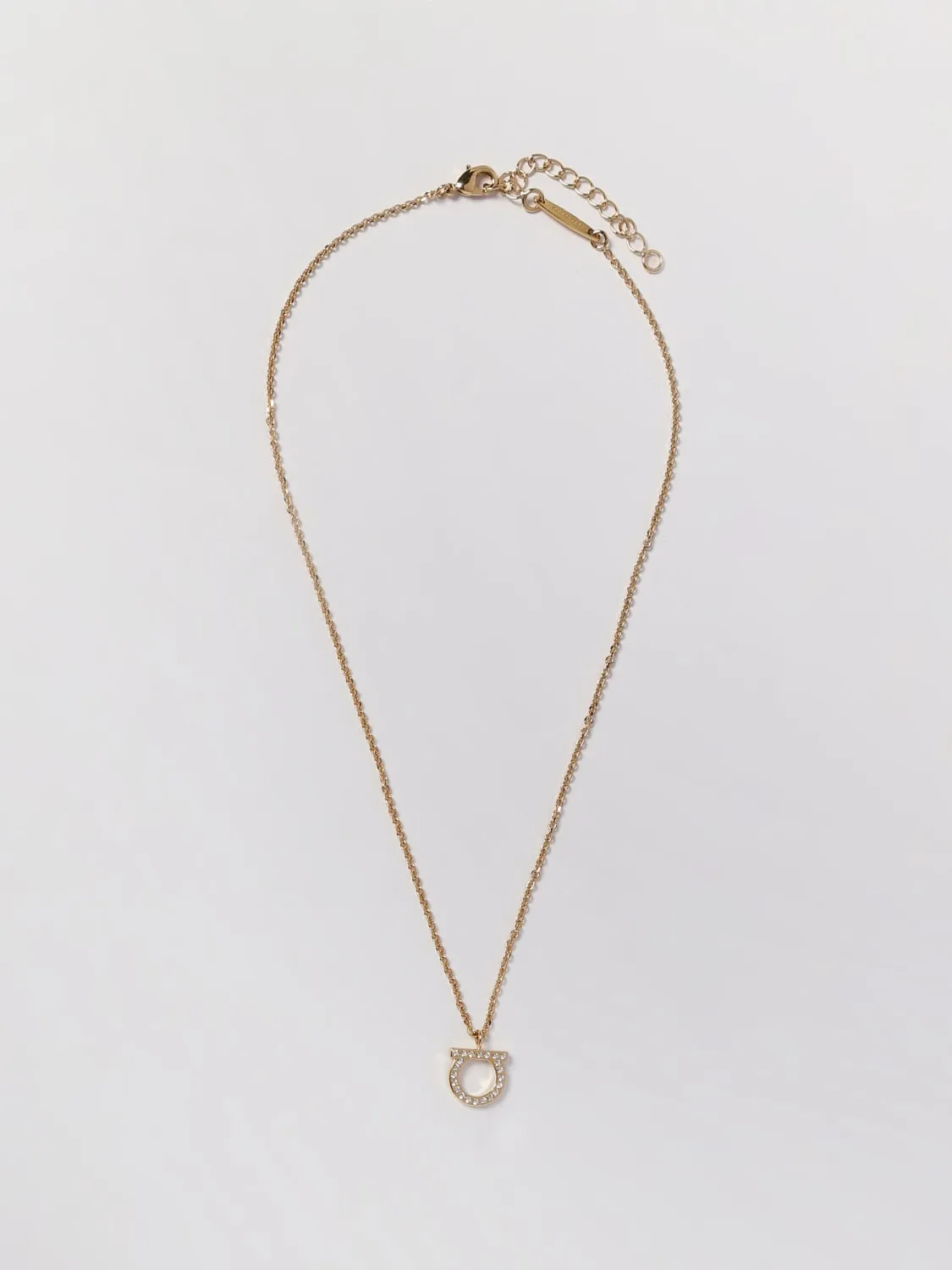 Collana Gancini Ferragamo in ottone con strass