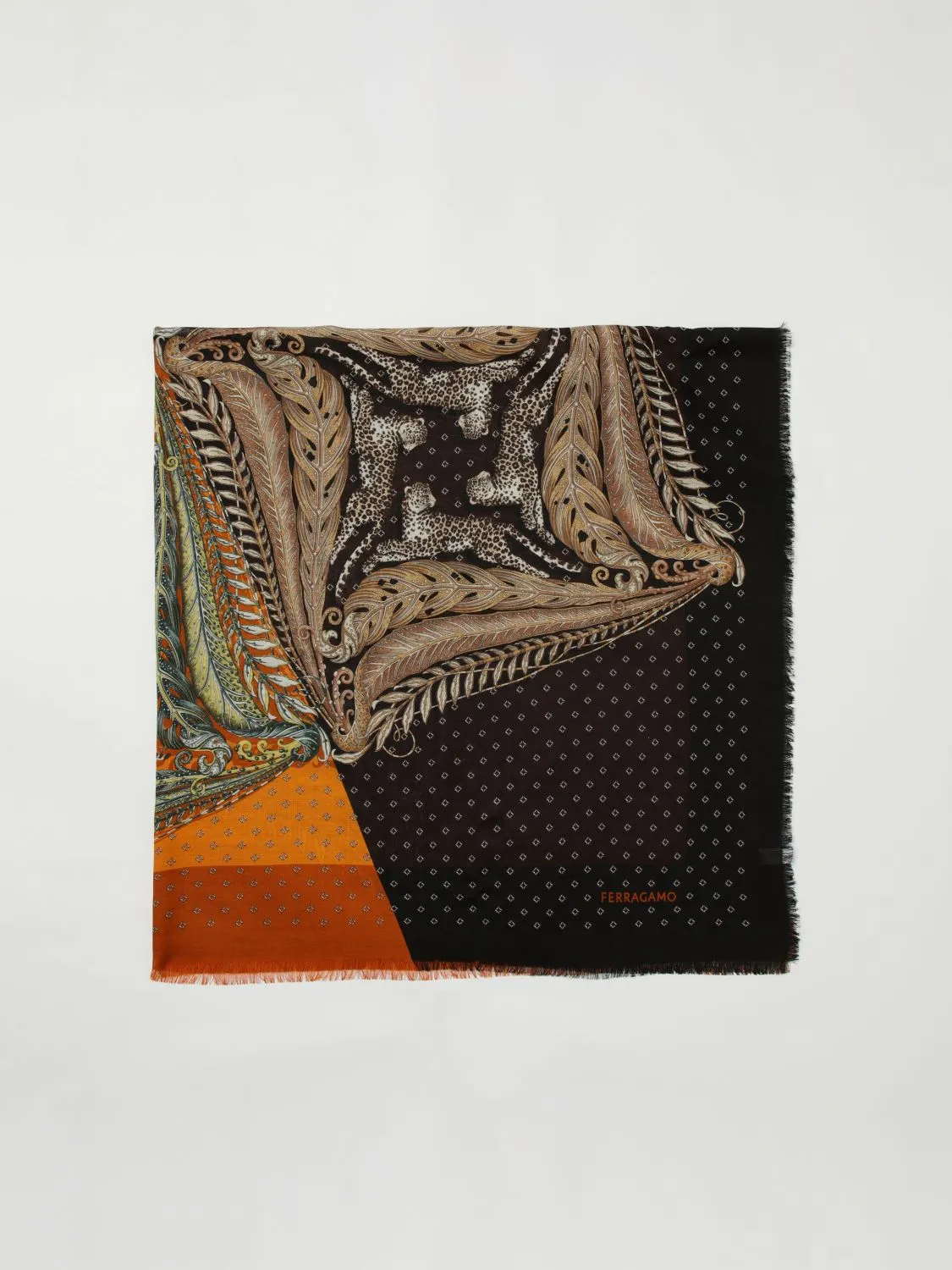 Sciarpa Madras Ferragamo in cashmere stampato