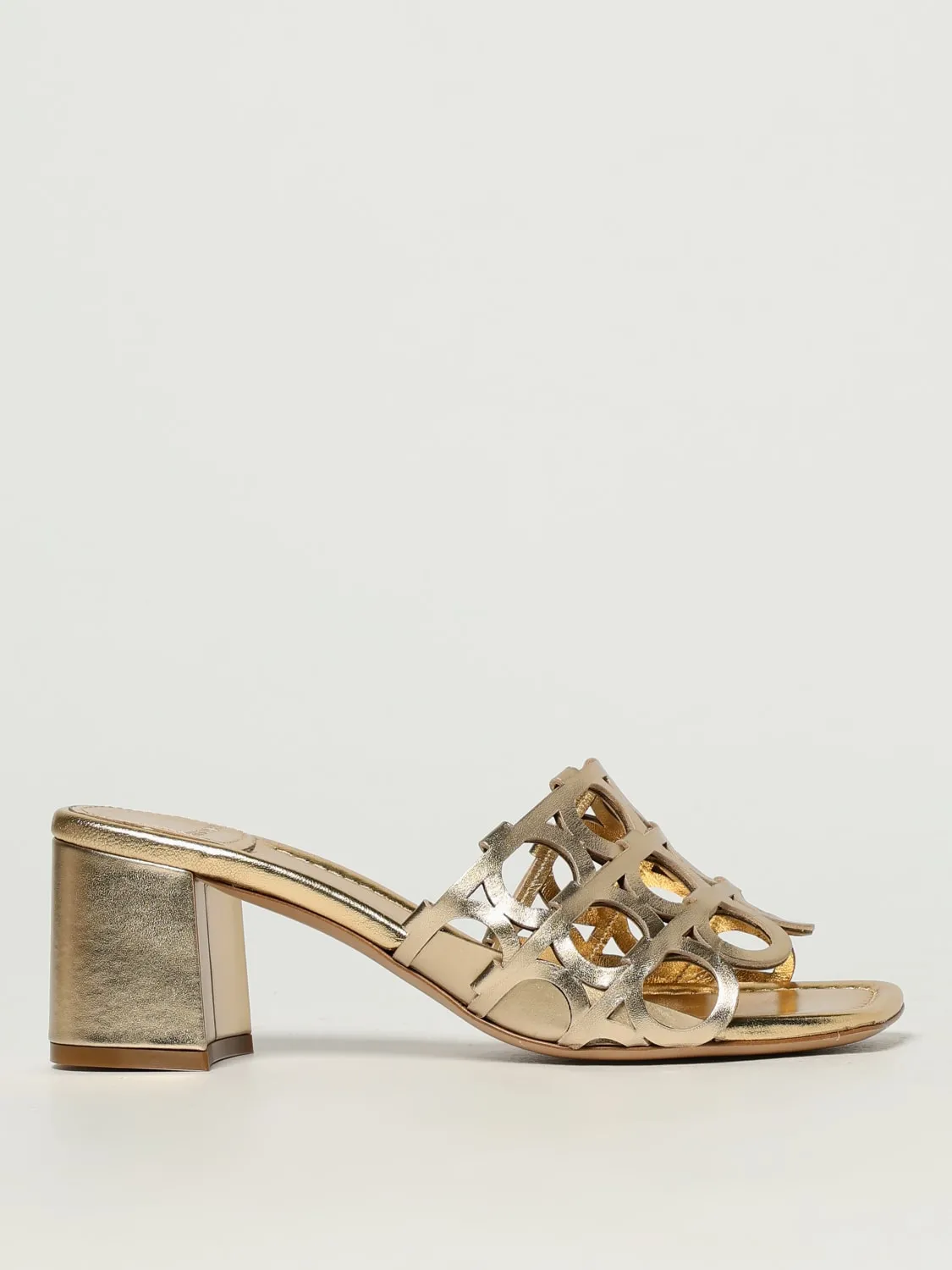 Mules Gancini Ferragamo in pelle laminata