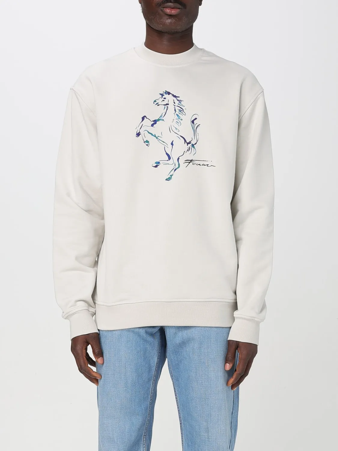 Felpa a girocollo con stampa grafica Ferrari