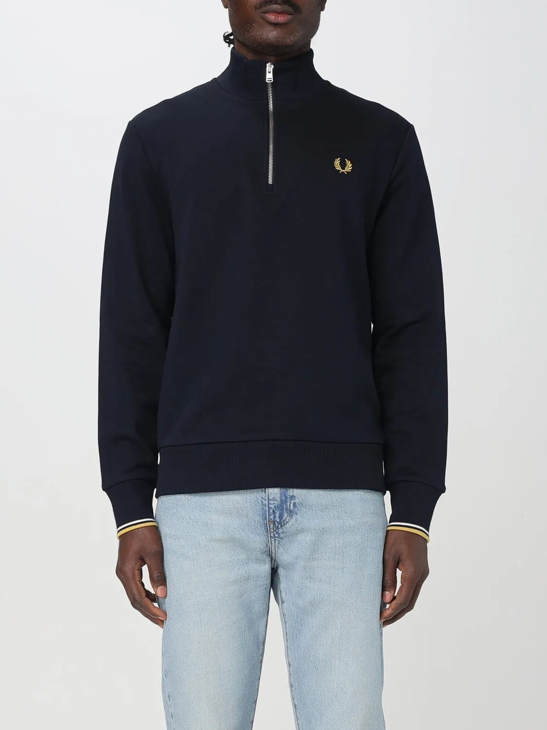 Felpa a collo alto con logo Fred Perry in cotone