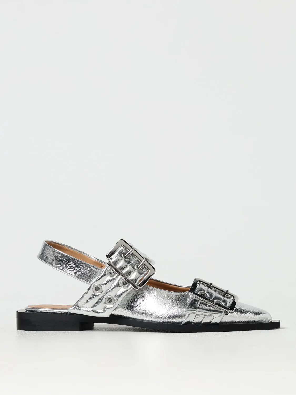 Ballerina Ganni in pelle sintetica laminata