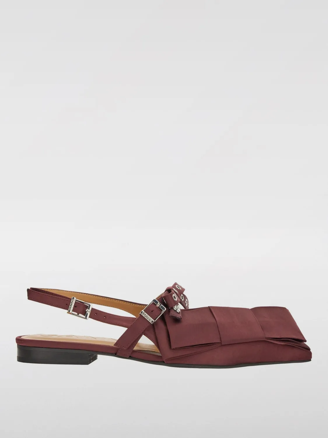 Ballerina Ganni in viscosa con maxi fiocco