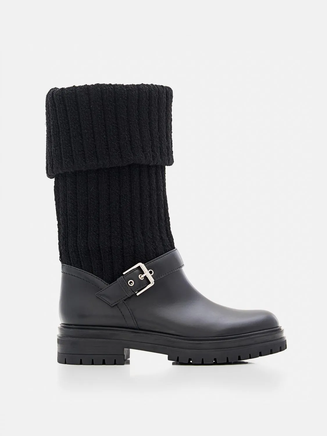 Stivalettto Gianvito Rossi in pelle e maglia a coste