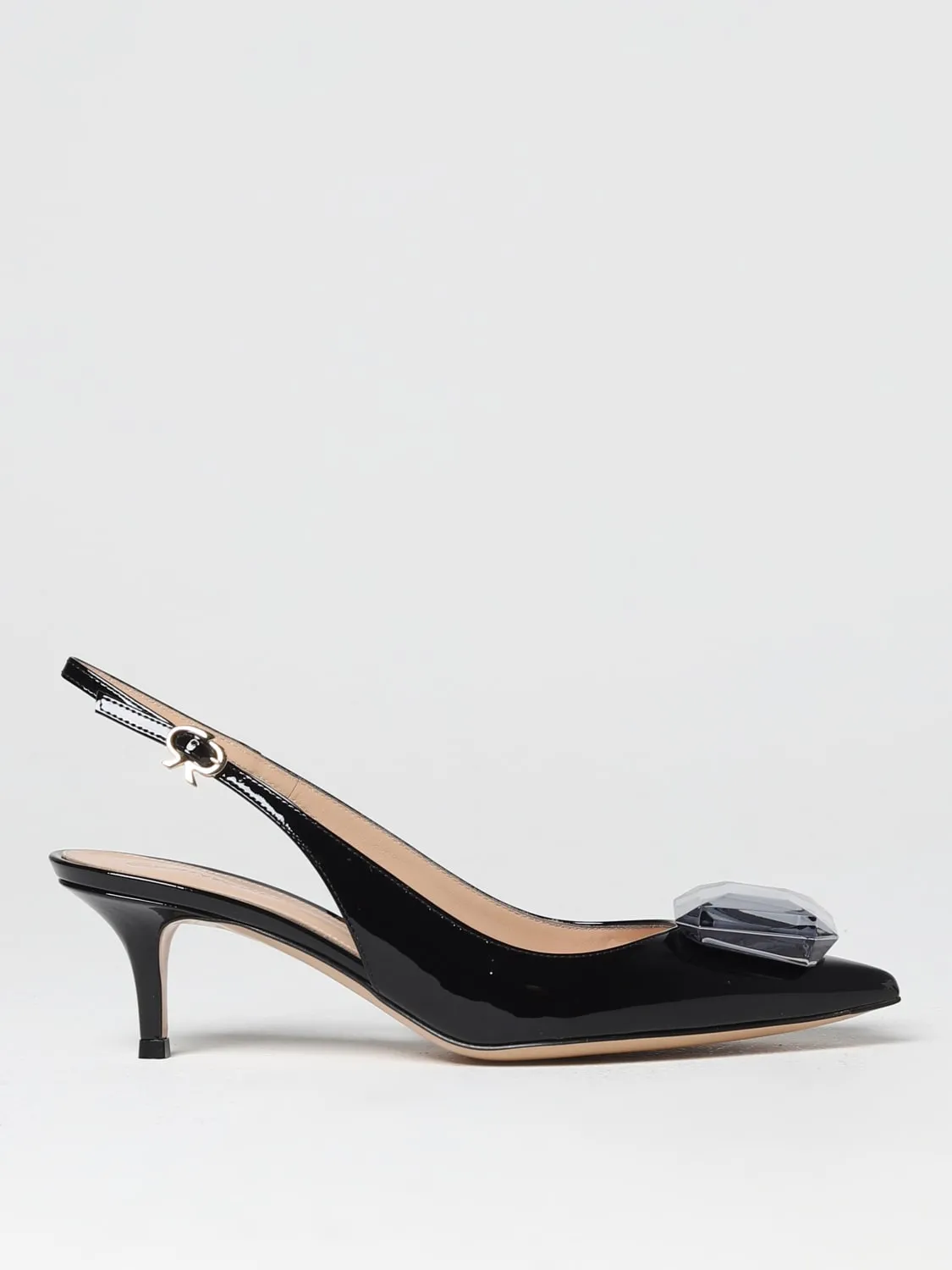 Slingback Jaipur Gianvito Rossi in vernice con cristallo