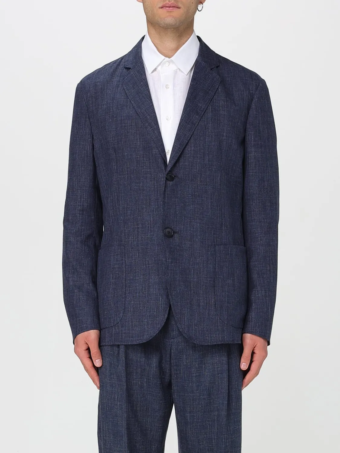 Blazer a monopetto in misto lino Giorgio Armani
