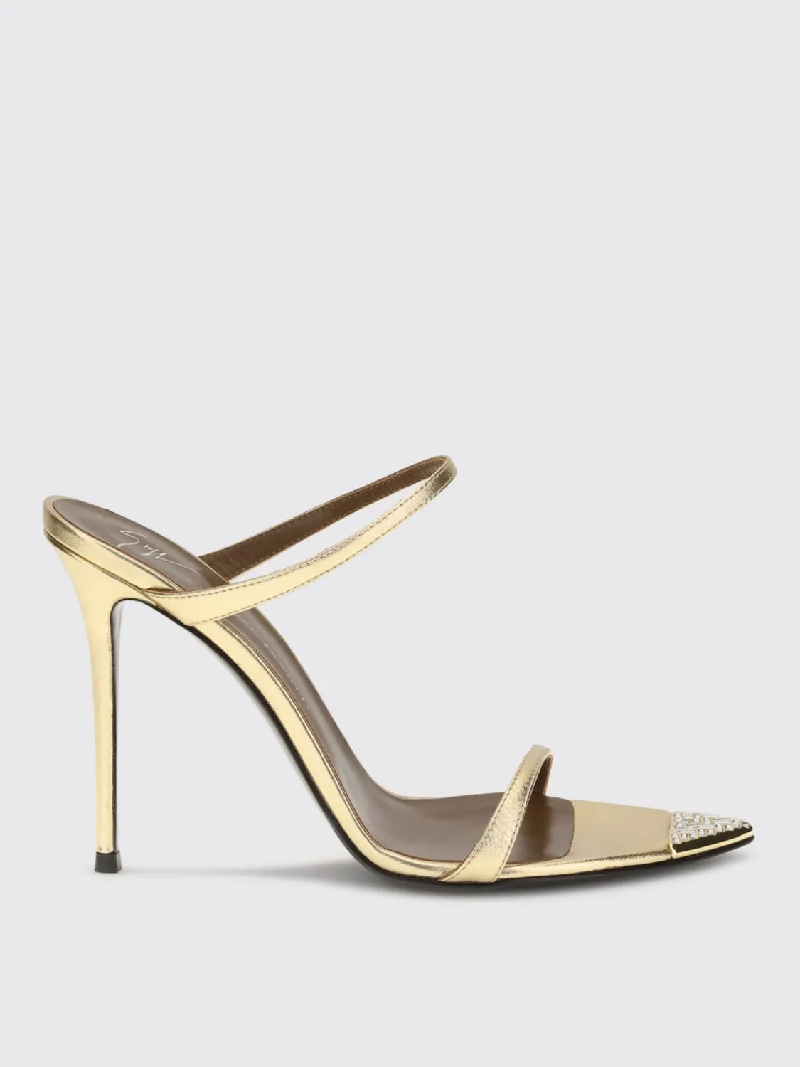 Mules Giuseppe Zanotti in pelle laminata con dettaglio di strass