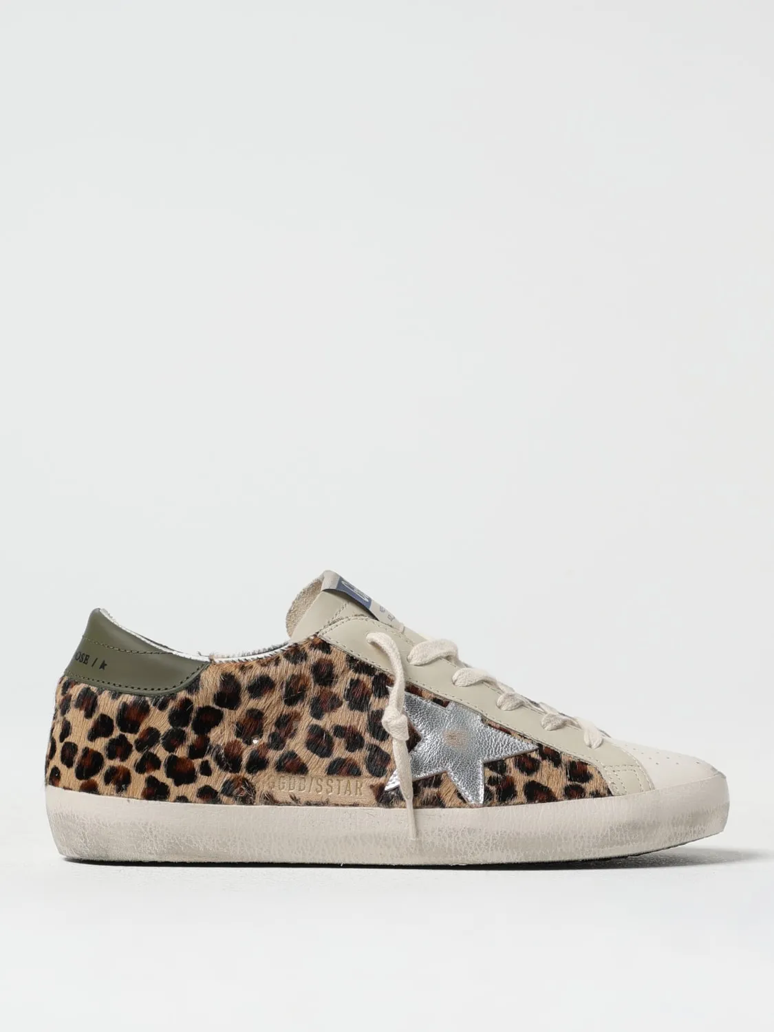 Sneakers Super-Star Golden Goose in cavallino animalier e pelle used