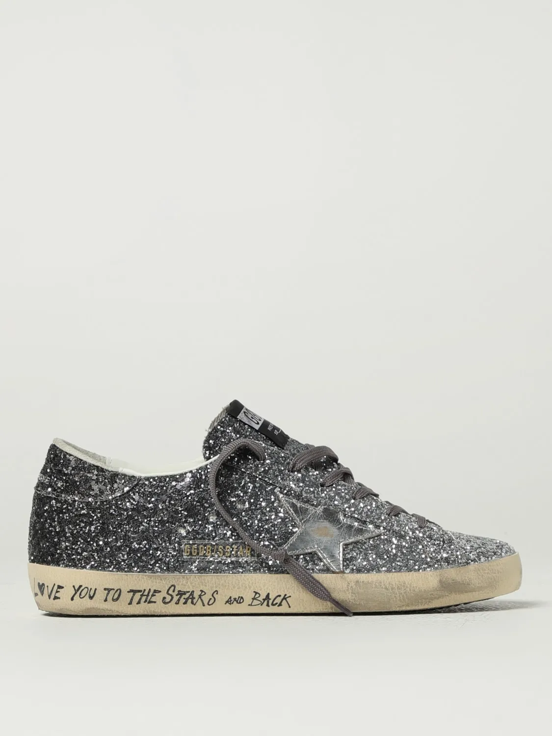 Sneakers Super-Star Golden Goose in pelle laminata e glitter used