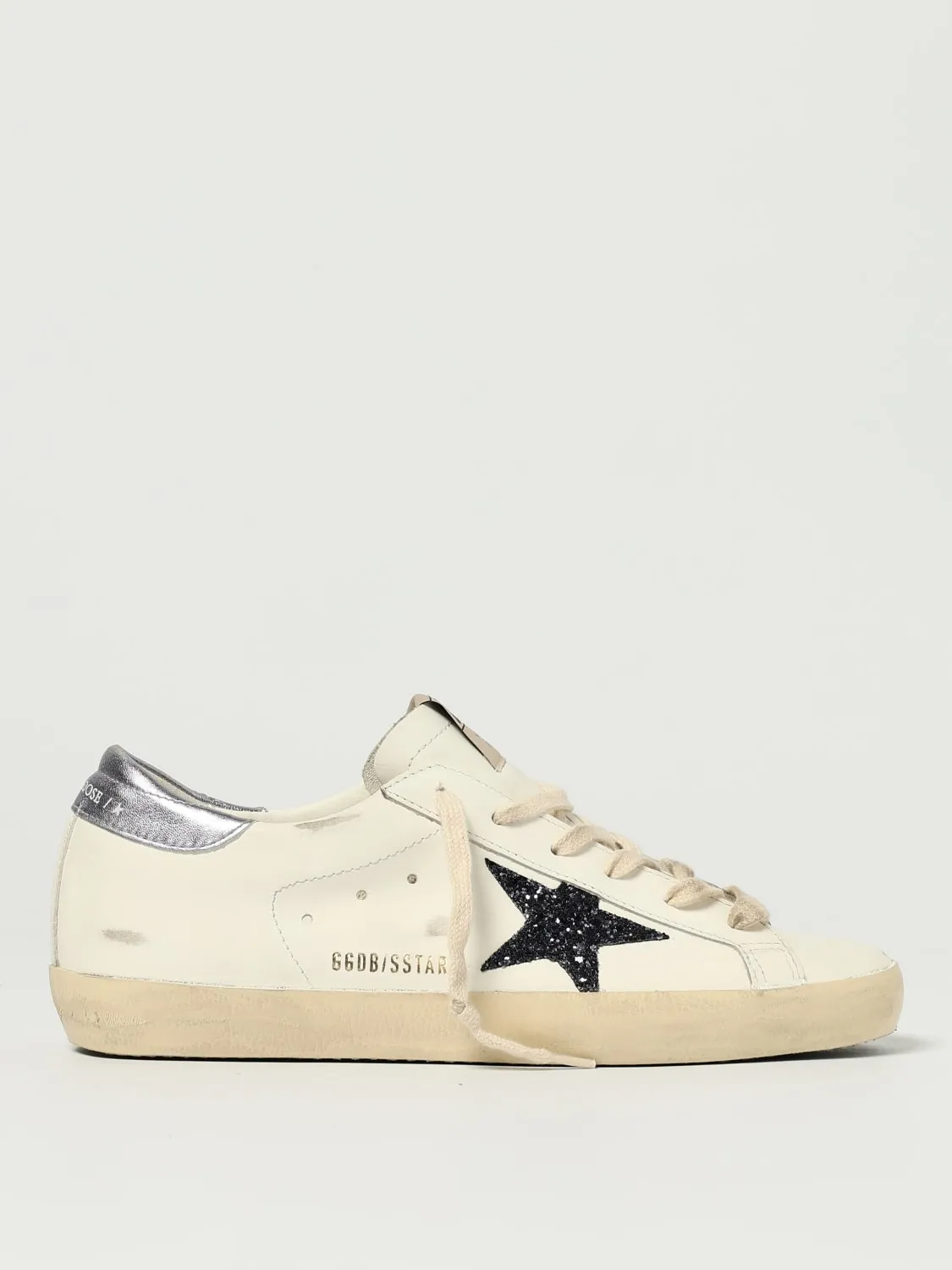 Sneakers Super-Star Golden Goose in pelle used con glitter