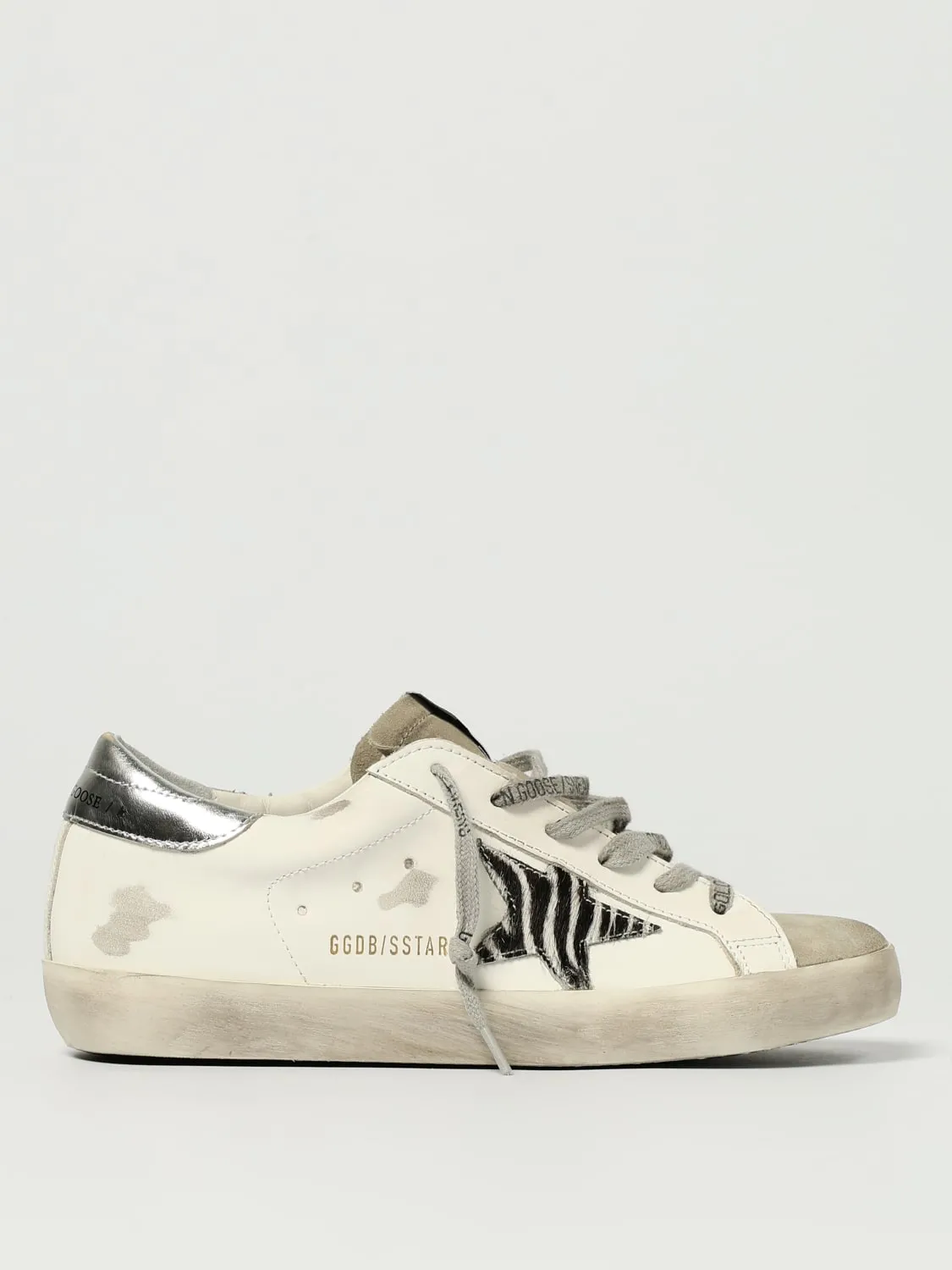 Sneakers Super-Star Golden Goose in pelle used e cavallino zebrato