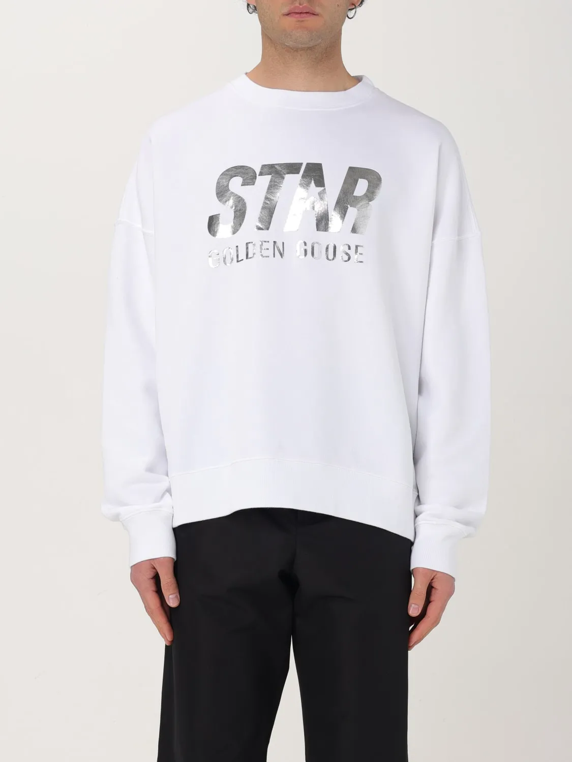 Felpa a girocollo con maxi logo Golden Goose