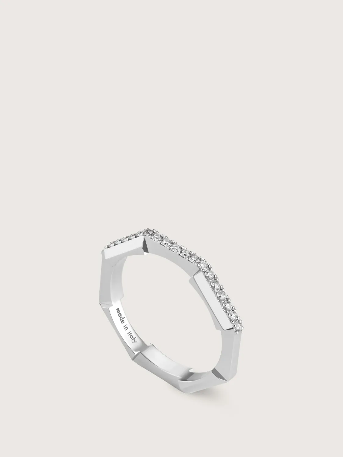 L2l demi-pave' anello fascia 18kt e diamanti