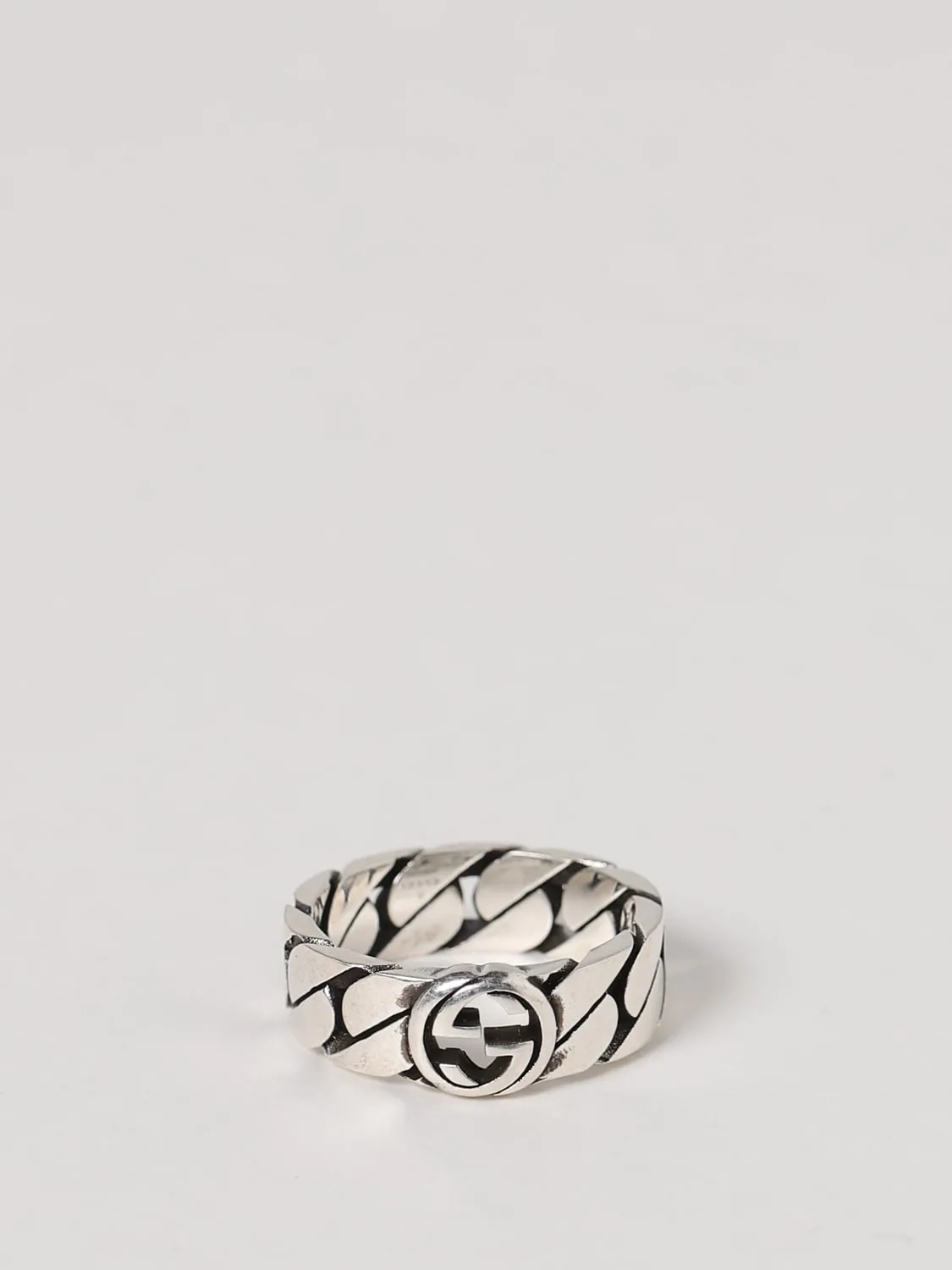 Interlocking g band ring in sterling silver - width 6mm