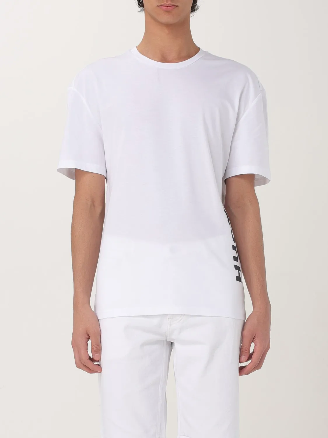 T-shirt in cotone stretch con logo Hugo