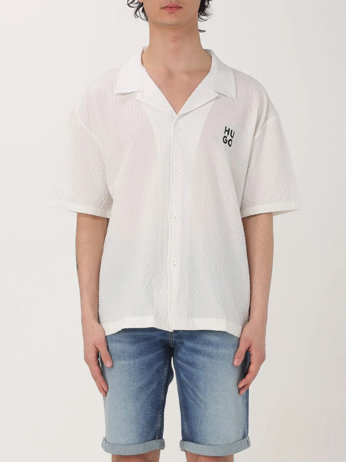 Camicia casual Hugo in tessuto a nido d'ape