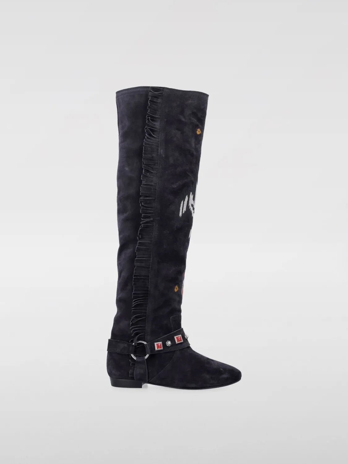 Stivale Slava Isabel Marant in camoscio con ricami ed applicazioni