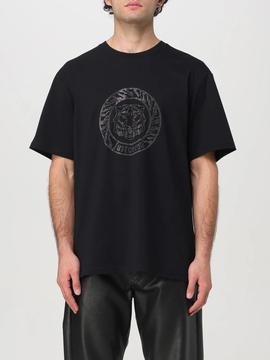 T-shirt Just Cavalli in cotone con logo di strass