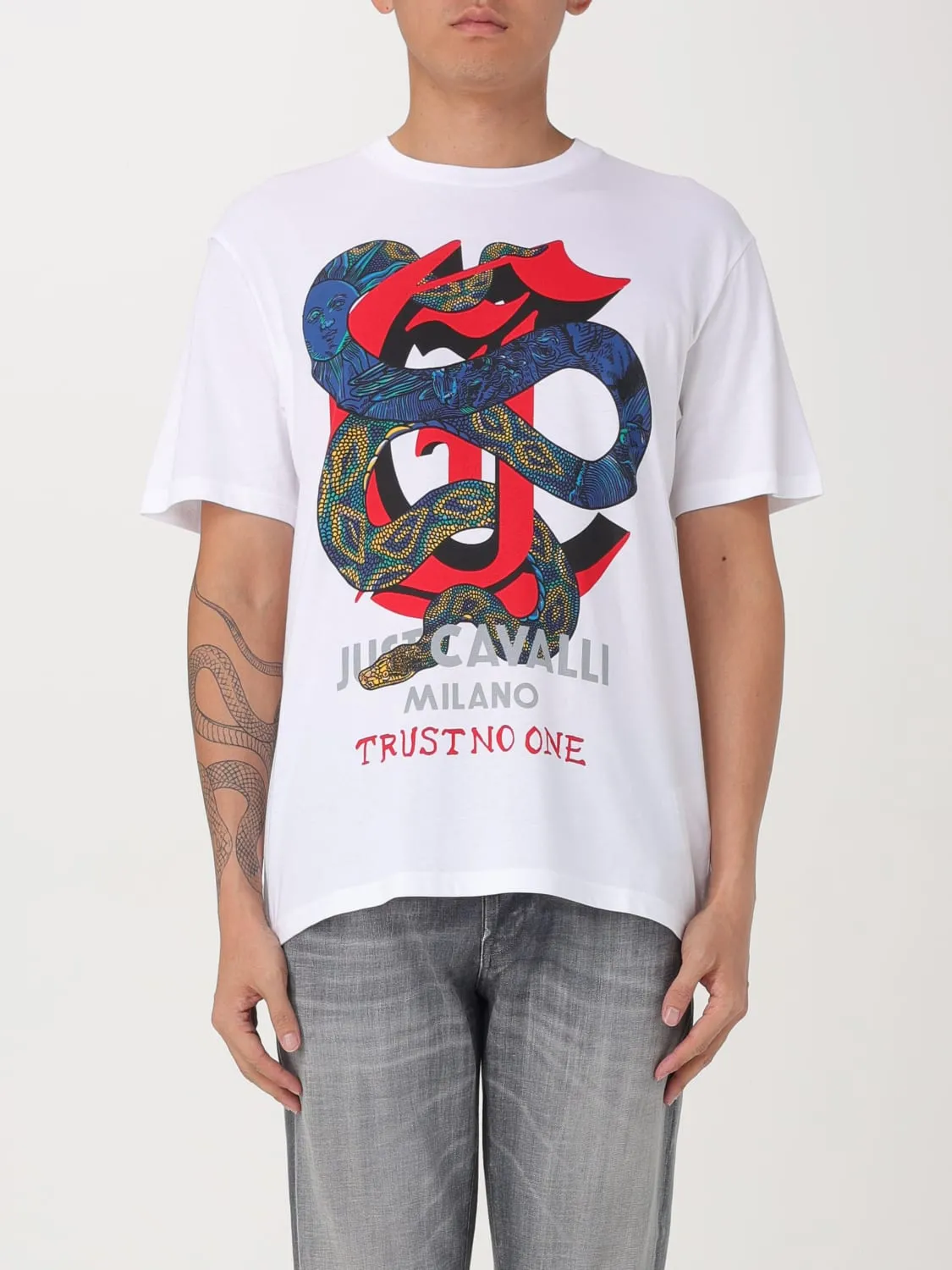 T-shirt Just Cavalli in cotone con stampa grafica