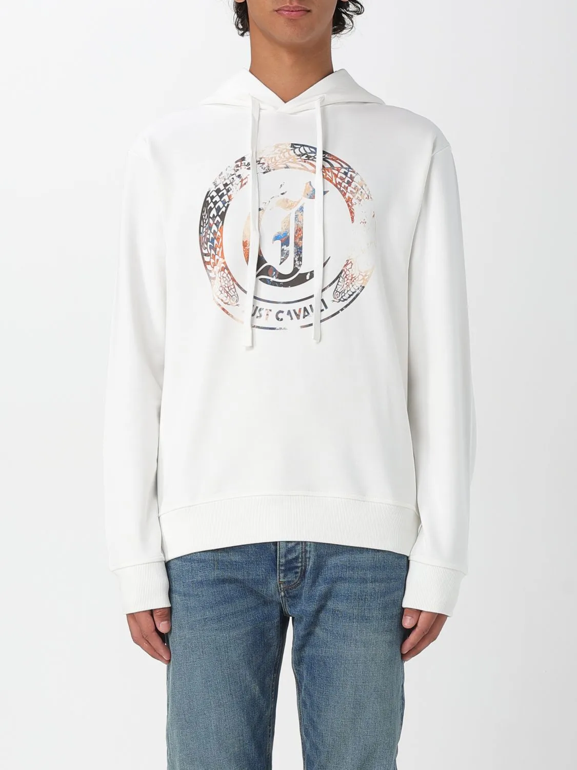 Felpa con cappuccio Just Cavalli in cotone con logo