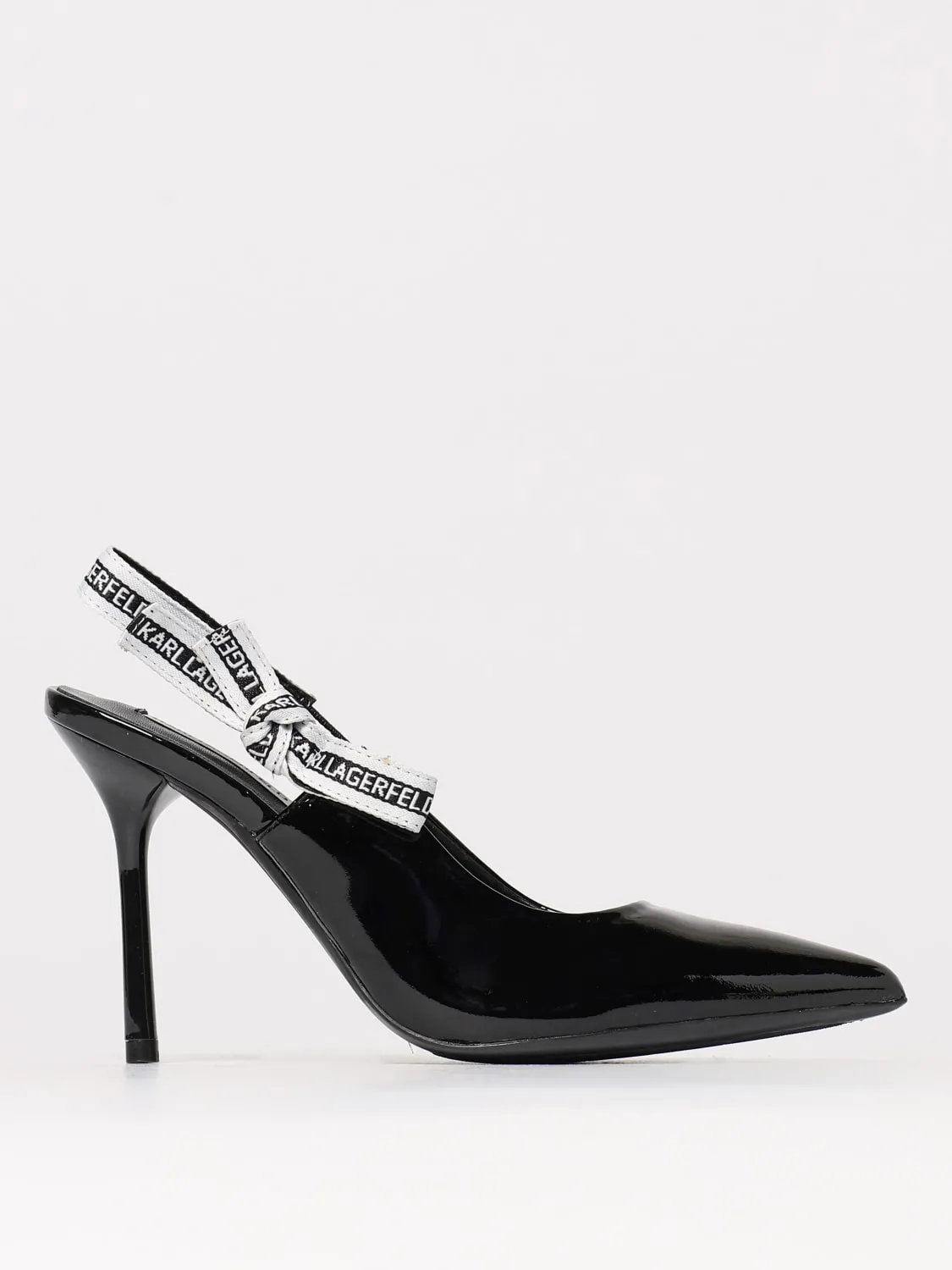 Slingback Karl Lagerfeld in vernice con fiocco logato