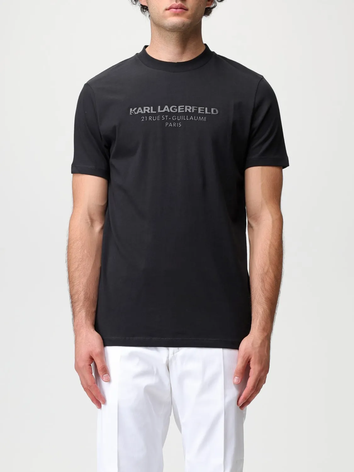 T-shirt Karl Lagerfeld con logo tono su tono