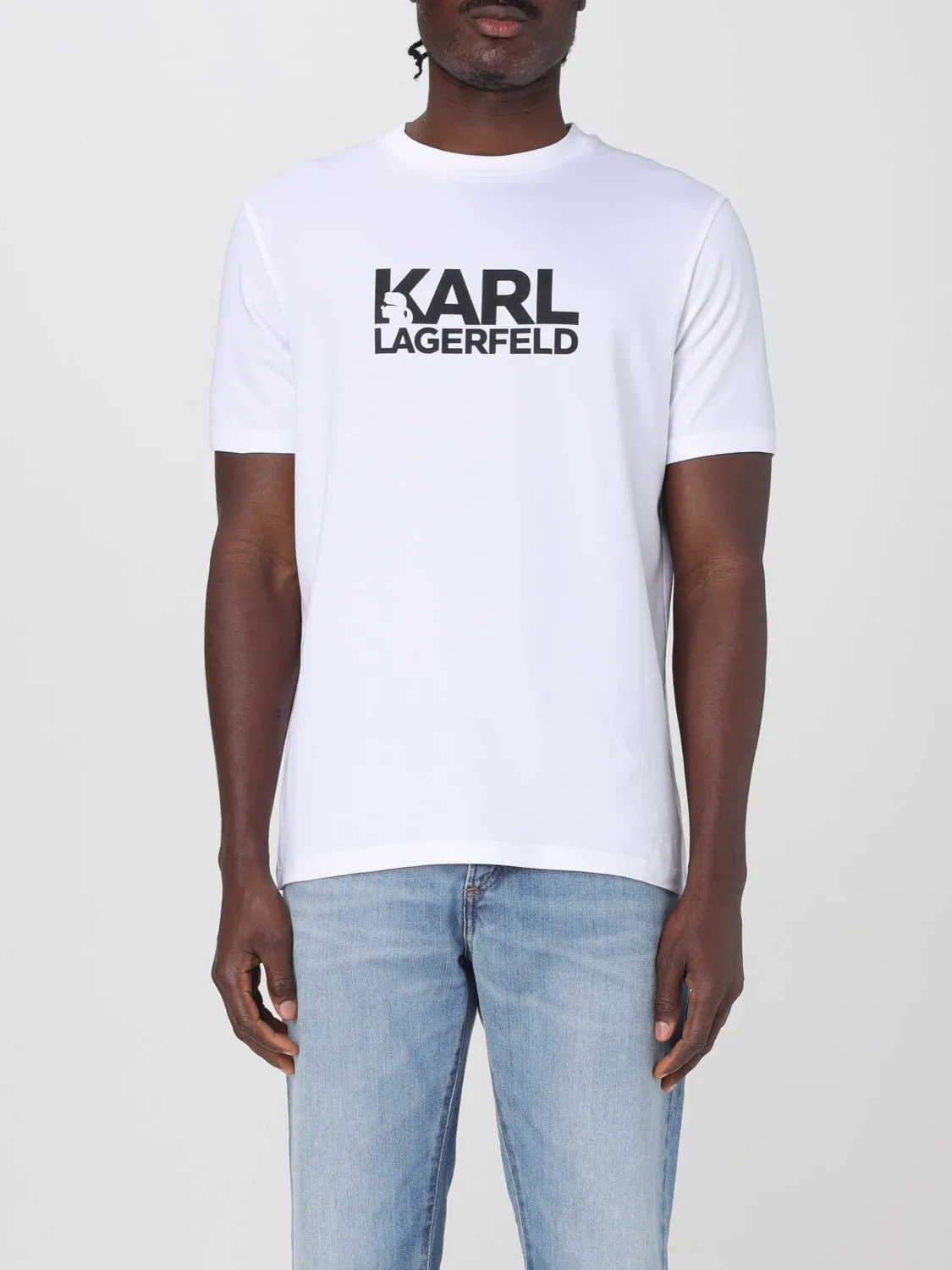 T-shirt in cotone con stampa logo Karl Lagerfeld