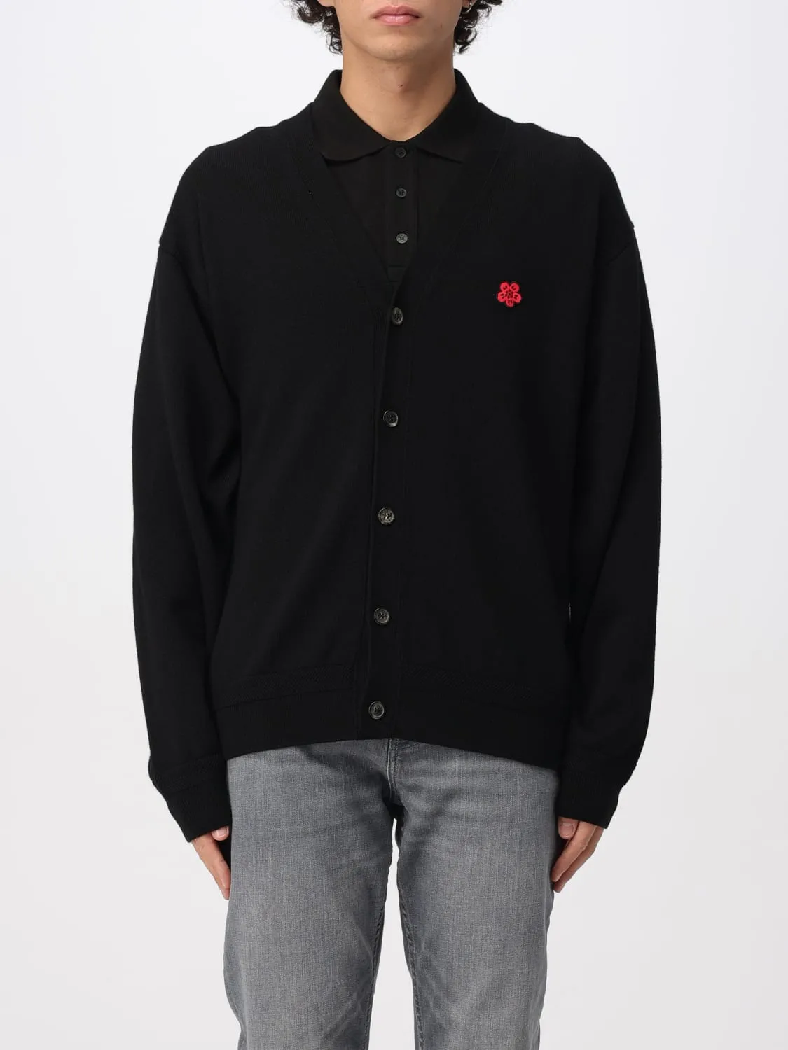 Cardigan di lana con logo fiore Kenzo