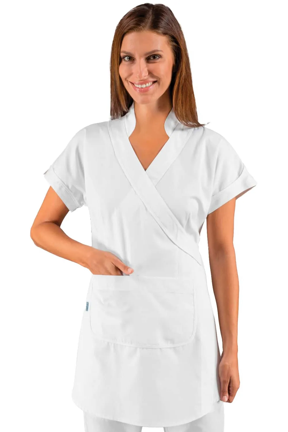 White kimono with central pocket