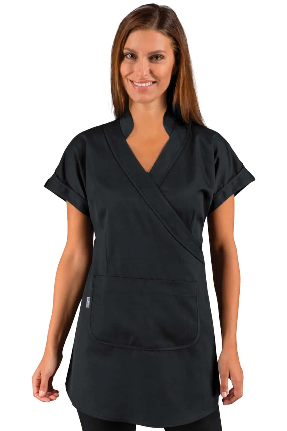 Black kimono with center pocket