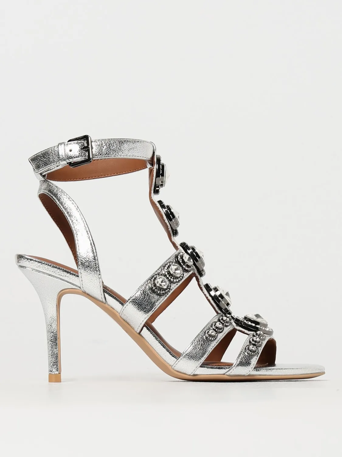 Sandalo Octavia Kurt Geoger London in pelle laminata con cristalli