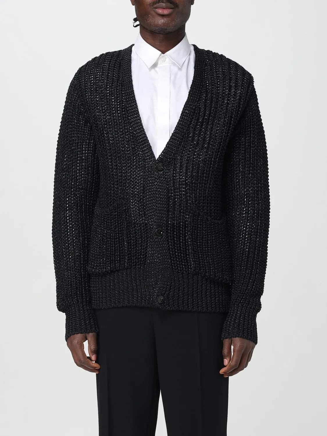 Cardigan a v Lardini in misto lino e cotone