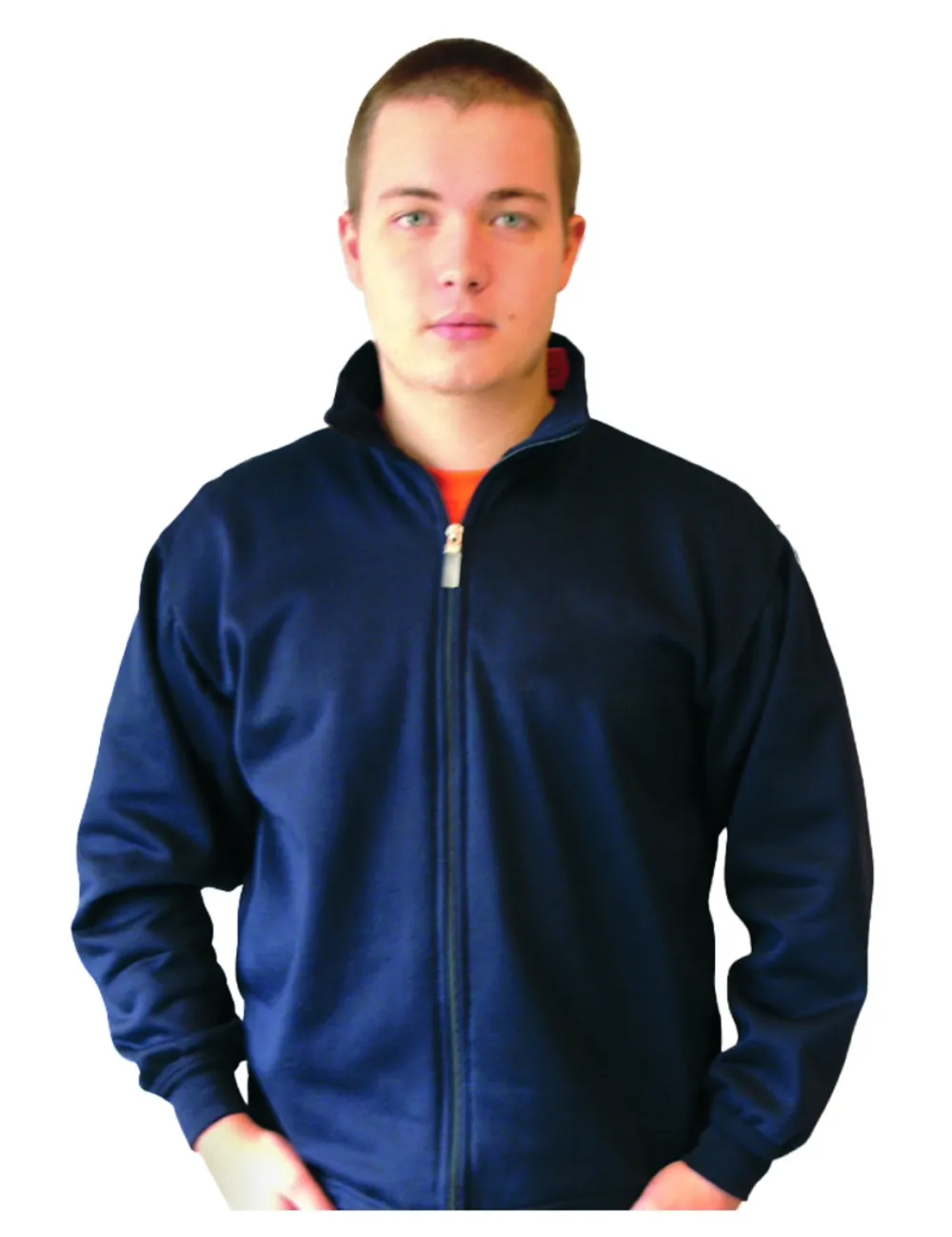 Long Zip-up Cotton Blend Sweatshirt for Work by Bxwork