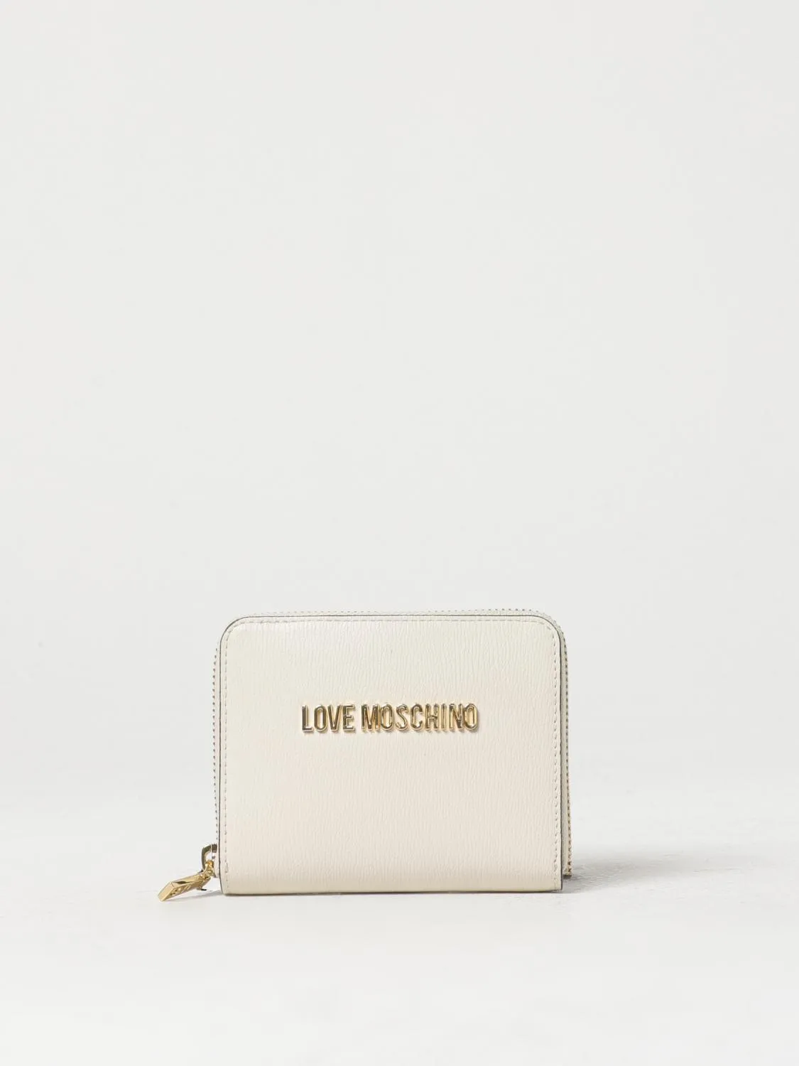 Portafoglio Love Moschino in pelle a grana con logo in metallo